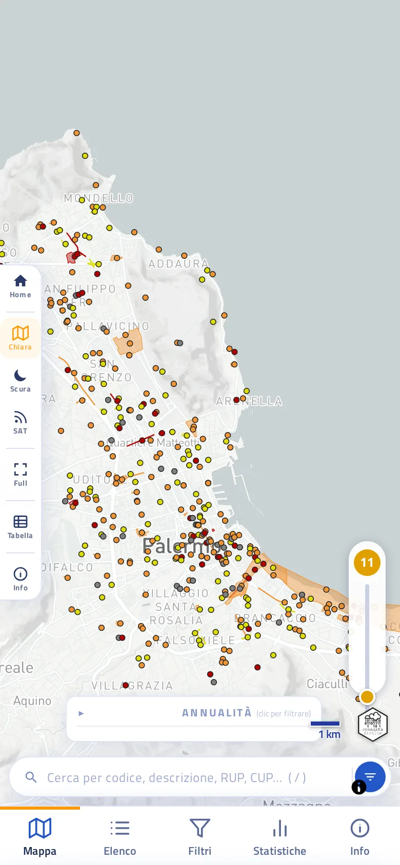 Mappa su telefono con barra di navigazione in basso
